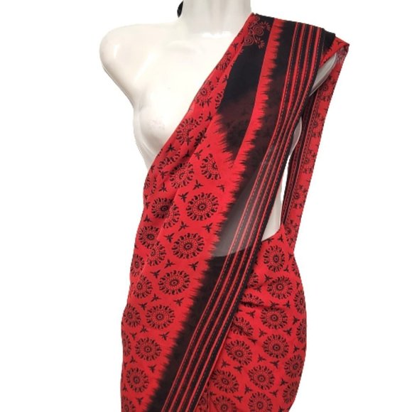 Red and Black Pre Stitched PRE-PLEATED Saree Adjustable Waist - NEW! - Picture 2 of 10